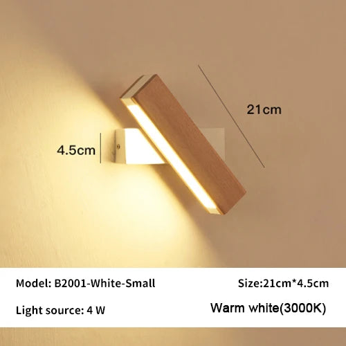 New Rotatable Wall Lamp Nordic Solid Wood LED Wall Light Simple Bedside Study Reading Adjustable Lighting Home Decor Lamps