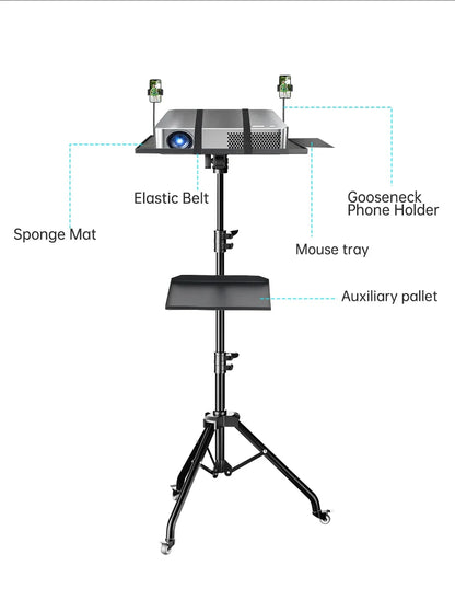 145cm Projector Tripod Stand Laptop Tripod Adjustable Height 23 to 63" Standing Desk Outdoor Computer Desk Stand for Studio