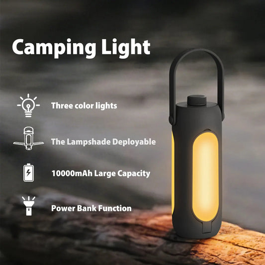 Camping Light Folding Outdoor Portable Rechargeable 10000mAh Student Dormitory Hanging Tent Hanging Lantern Led Flashlight