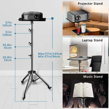 145cm Projector Tripod Stand Laptop Tripod Adjustable Height 23 to 63" Standing Desk Outdoor Computer Desk Stand for Studio