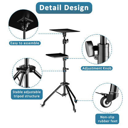 145cm Projector Tripod Stand Laptop Tripod Adjustable Height 23 to 63" Standing Desk Outdoor Computer Desk Stand for Studio