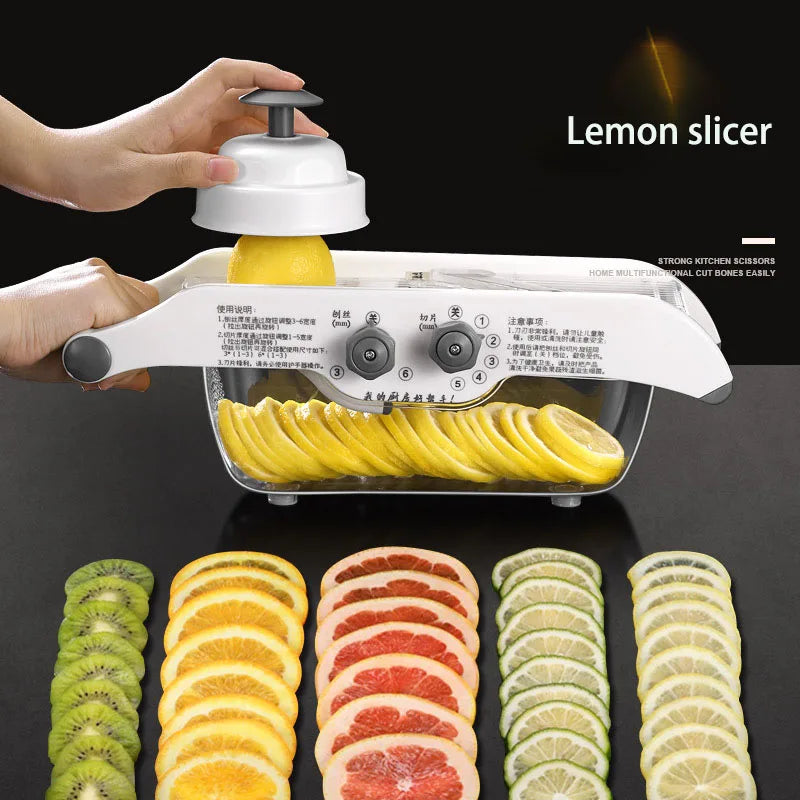 Multifunctional Lemon Grater Vegetable Slicer With Basket,Fruit Potato Chopper Carrot Cutter Slicer Kitchen Accessories