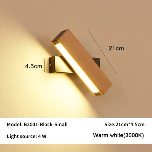 New Rotatable Wall Lamp Nordic Solid Wood LED Wall Light Simple Bedside Study Reading Adjustable Lighting Home Decor Lamps