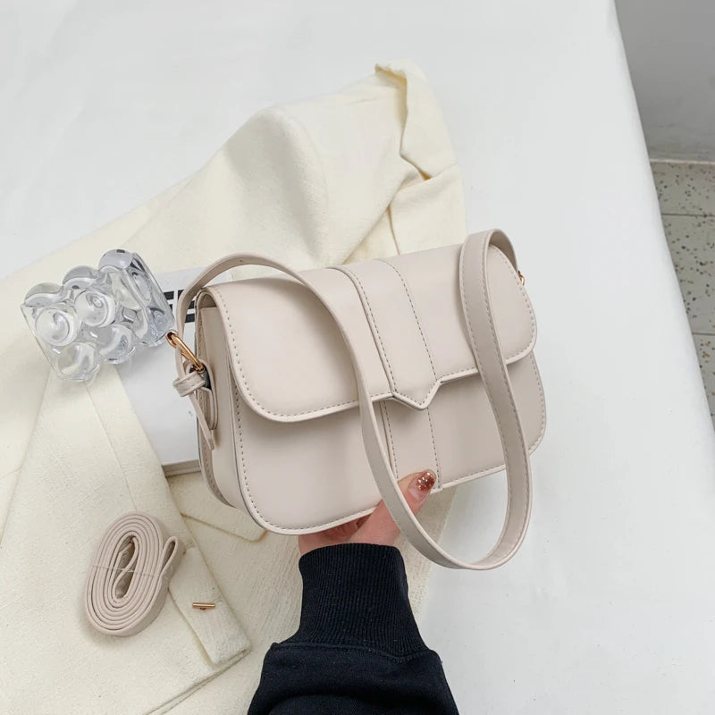 Small Leather Saddle Armpit Bags for Women Summer Chain Shoulder Crossbody Bag Ladies Vintage Underarm Handbags Woman bolsa