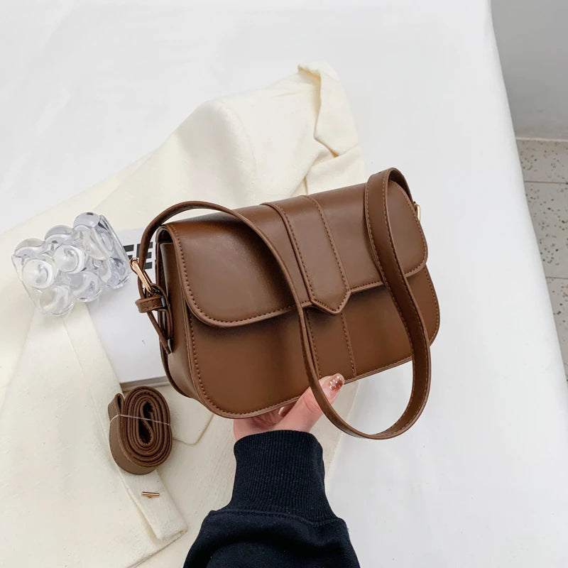 Small Leather Saddle Armpit Bags for Women Summer Chain Shoulder Crossbody Bag Ladies Vintage Underarm Handbags Woman bolsa