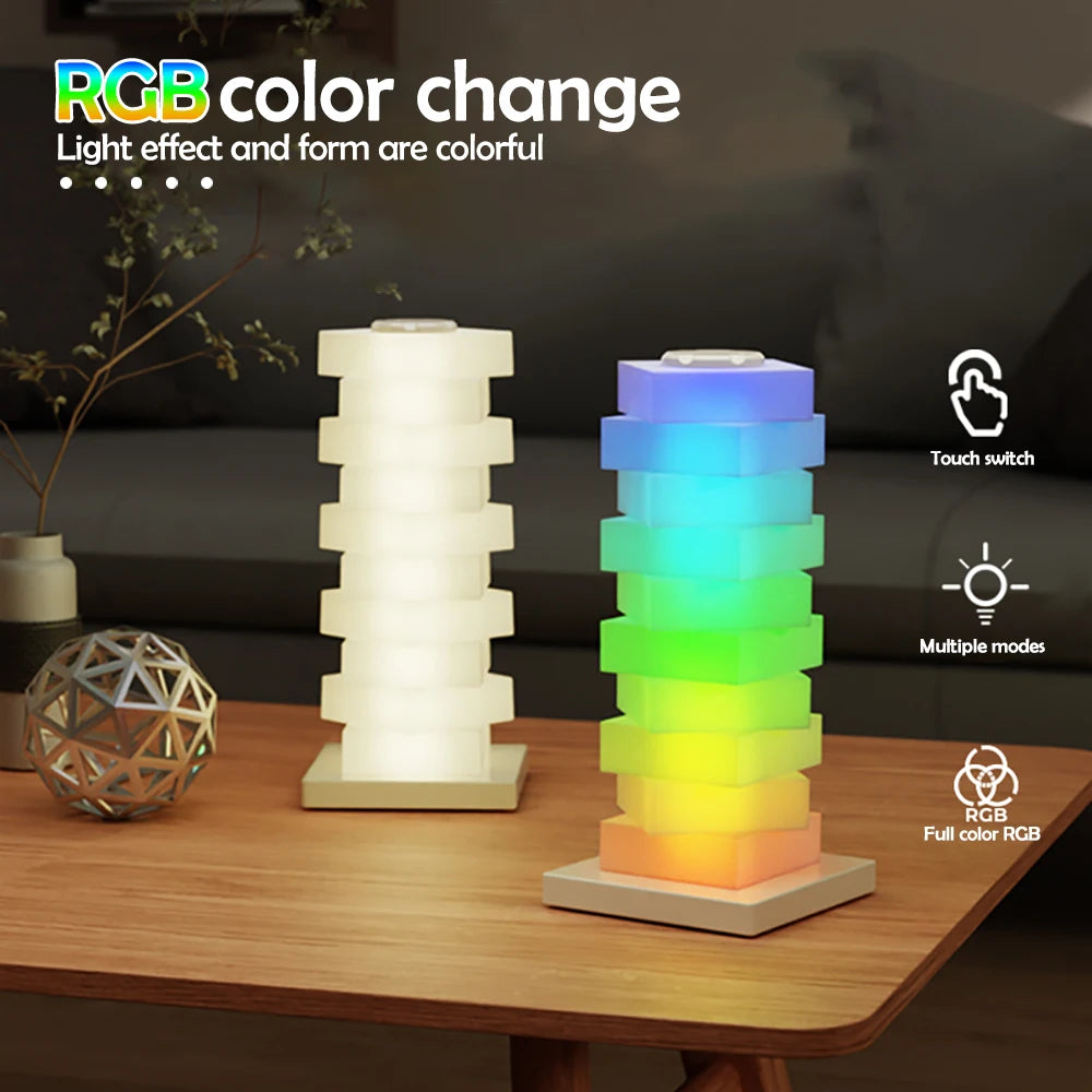 RGB DIY Desk Lamp with Wireless Charger Creative Bedside Night Light Gradient Home Atmosphere Decoration Gift Small Night Light