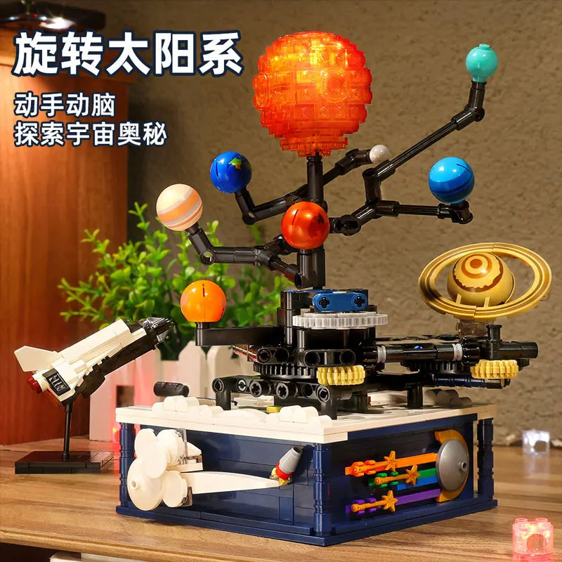 Creative rotating solar system assembling building blocks space search series toys educational children birthday gifts 775pcs