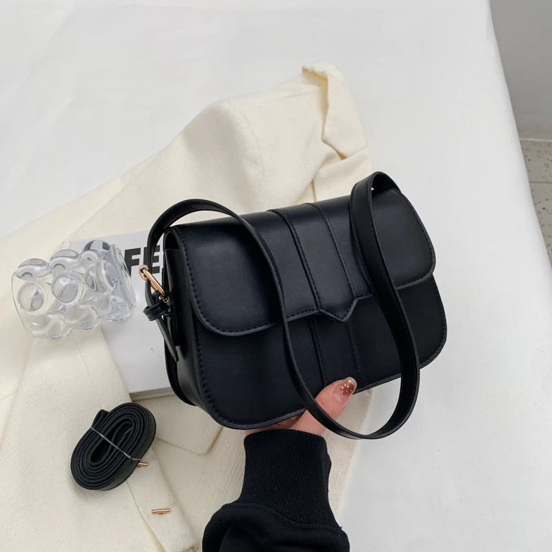 Small Leather Saddle Armpit Bags for Women Summer Chain Shoulder Crossbody Bag Ladies Vintage Underarm Handbags Woman bolsa