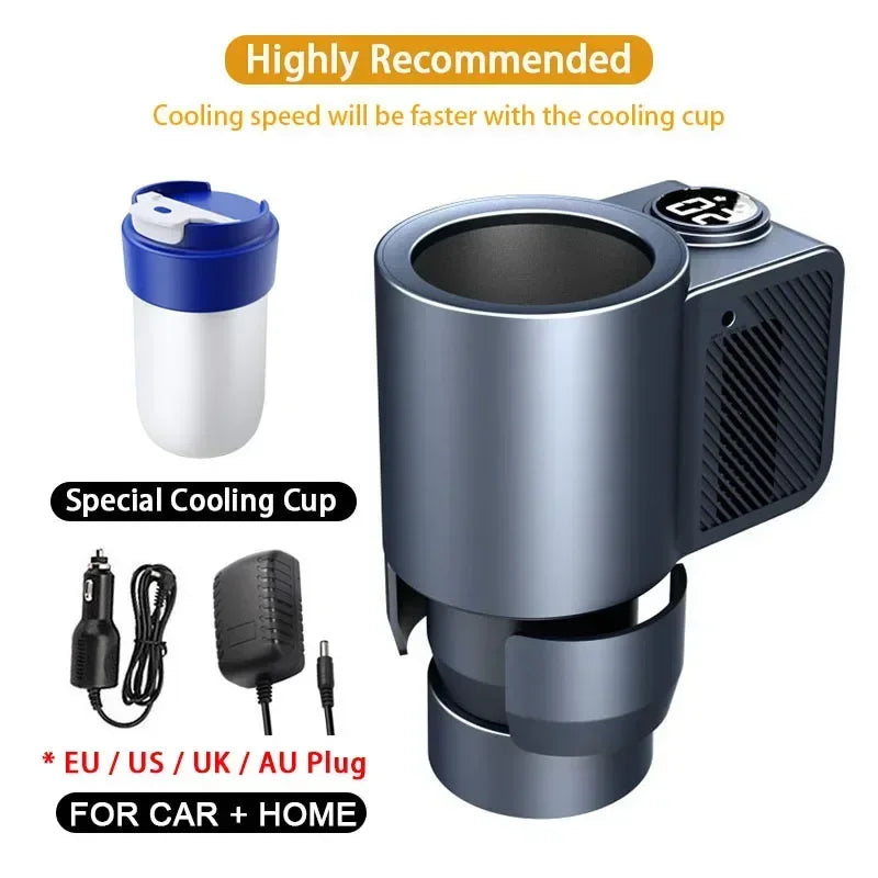 New 2-in-1 Smart Car Cooler Warmer Cup for Coffee Milk Beverage Heating Cooling Mug Travel Mini Car Refrigerator Drink Holder