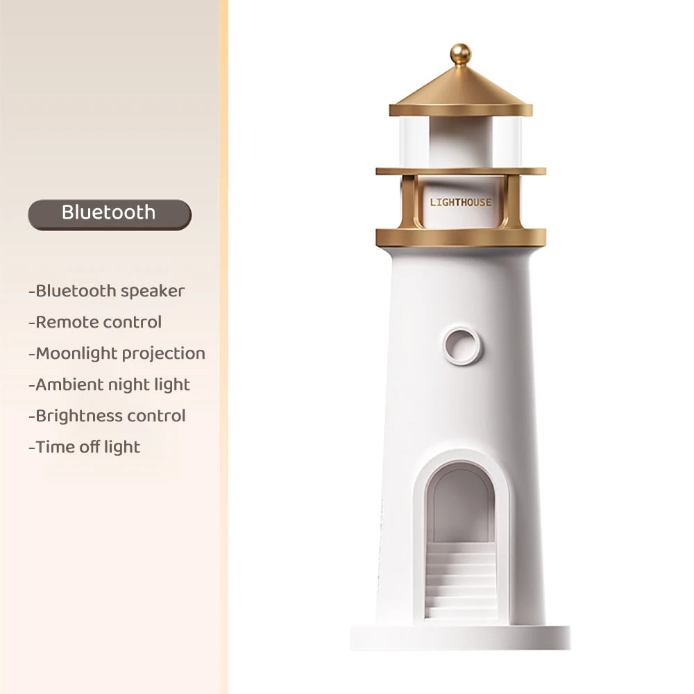 Lighthouse Ambient lights Moon Projection Light Dimmable Bluetooth Music Motion Sensor Desktop Decor Night Lights Christmas Gift